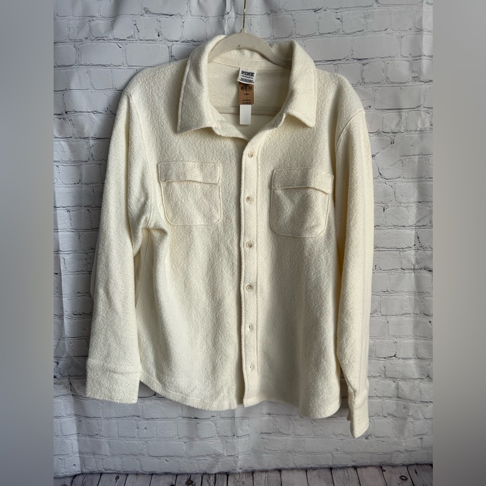 NWT Victorias Secret Cream Sherpa like flannel shirt-XS